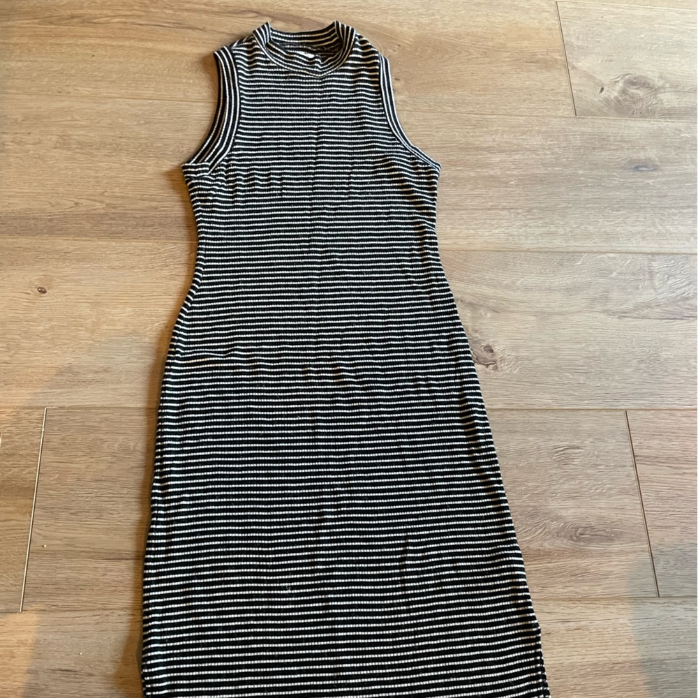 Madewell black and white stripe cotton dress